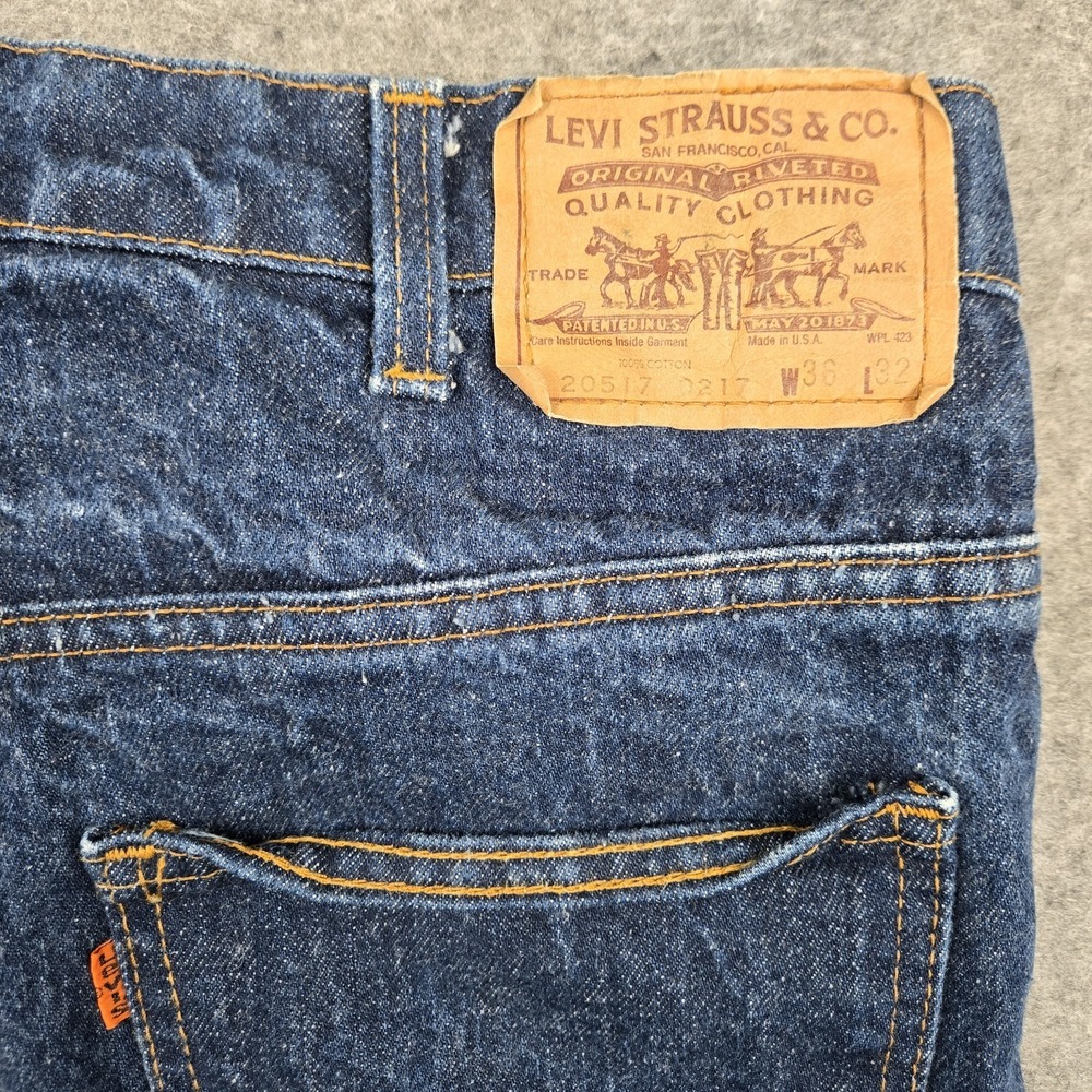 Vintage Levis 20517 0217 Jeans Men's 36x32 Dark Wash Bootcut Orange Tab 1985 USA - Picture 7 of 10